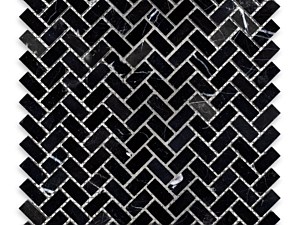 Negro Marquina Marble Mini Herringbone Polished or Honed